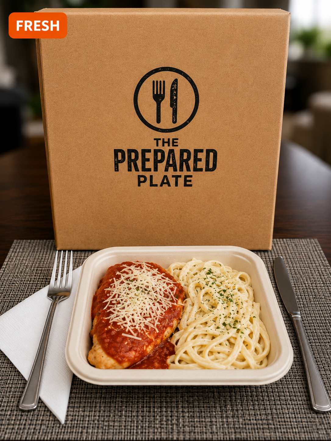 Parmesan Marinara Chicken with Creamy Linguine